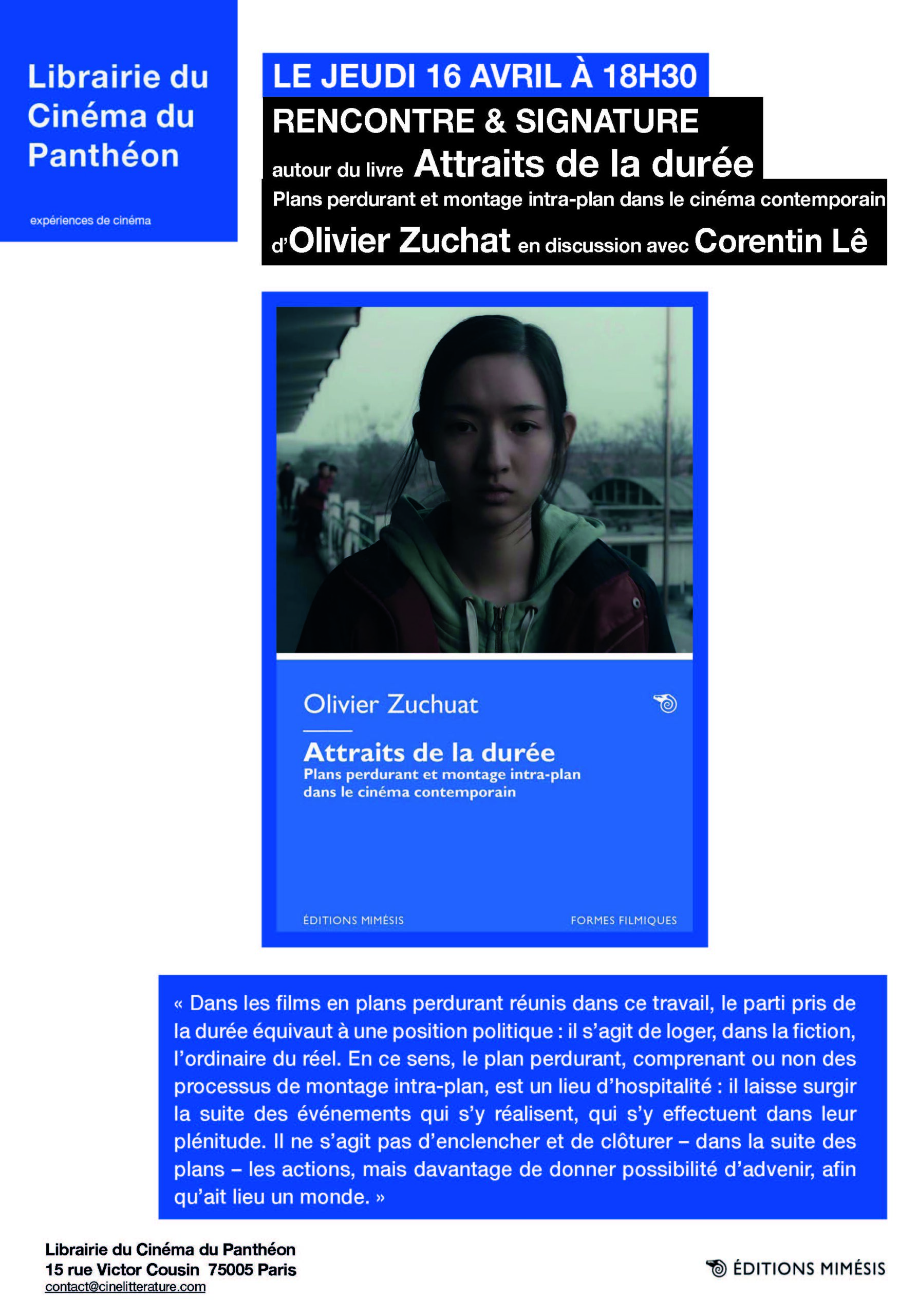Attraits de la durée / 16 avril 2026 / Librairie du Panthéon